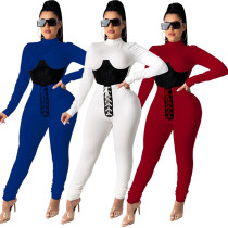 Women's Contrast Color Fashion Casual Two Piece Pants Set