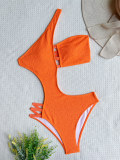 One-piece swimsuit one shoulder bikini women's sexy swimwear solid color bikini