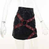 Women Fall Contrast Web Bodycon Skirt