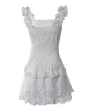Women sleeveless lace solid color slip dress
