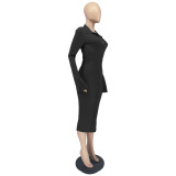 Women Fall/Winter Button-Open Bell Bottom Long Sleeve Dress
