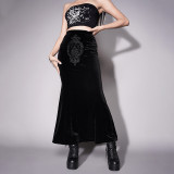 Fall Women Lace Black Long Dress