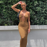Women Sexy Sling Cutout Backless Bodycon Long Dress