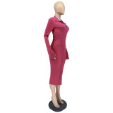Women Fall/Winter Button-Open Bell Bottom Long Sleeve Dress