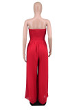 Women Summer Casual Off Shoulder Chiffon High Waist Wide Leg Jumpsuit