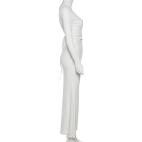 Summer Women'S Sexy Cutout Long Sleeve V-Neck Slim Long Dress