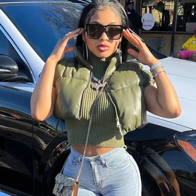 Autumn And Winter Stand Collar Zipper Style Fashion Women'S Vest Jacket