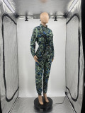 Women'S Autumn And Winter Animal Python Print Fashion Long Sleeve Two-Piece Pants Set