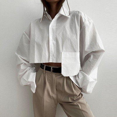 Fall Women'S Single Breasted Shirt Turndown Collar Creative Pocket Long Sleeve Fashion Shirt Women Outdoor Wear