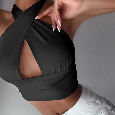 Women Summer Sexy Halter Neck Backless Crop Top