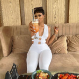 Women Summer Sexy Solid Color Cut Out Jumpsuit
