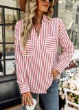 Striped shirt spring and autumn Chic Career tops women