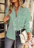 Striped shirt spring and autumn Chic Career tops women