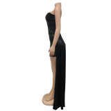Fashion women's strapless cutout high low sleeveless dress women