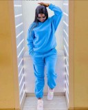 Fall/Winter Women'S Fleece Loose Long Sleeve Hoodies Sweatpants Two Piece Tracksuit