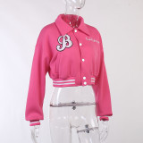 Autumn Letter Embroidered Baseball Jacket Casual Sports Women'S Clothing