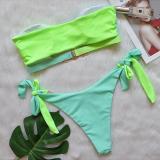 Women Sexy Crystal Diamond Bikini Removable Chest Pad Two Pieces Swimwear