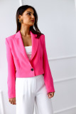 Women Autumn/Winter Solid Color Long Sleeve Button Turndown Collar Blazer