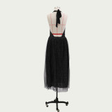 Women's Sleeveless Halter Neck Slim Midi Dress