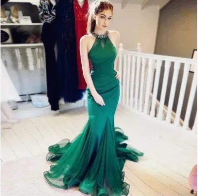 Women's Round Neck Sleeveless Gown Slim Maxi Dress