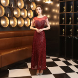 Elegant Crystal Diamond Sequins Fishtail Formal Party Long Dress Evening Dress