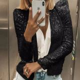 Spring New Women'S Fashion Stand Collar Casual Short Sequin Jacket