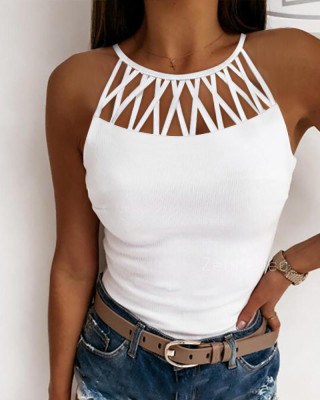 Womens Cutout Sleeveless Ribbed Tank Tops