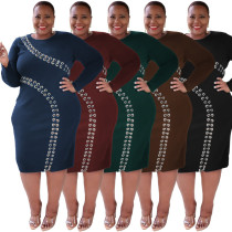 Fall/Winter Cutout Lace-Up Fashion Sexy Tight Fitting Plus Size Women's Dress