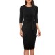 Elegant Feminine Round Neck Pleated Slim Pleated Solid Mid Waist Bodycon Dress