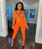 Autumn and winter women's solid color sports two-piece suit