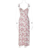 Women'S Fall/Winter Floral Split Strap Dress