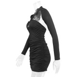 Women Fall/Winter Sexy Long Sleeve V-Neck Cutout Bodycon Dress