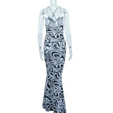 Women Summer Print Sleeveless Maxi Dress