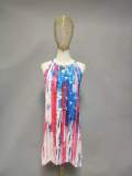 Women Summer Sleeveless Print Halter Neck Strap Dress