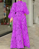Women Summer Elegant Lace-Up Print Sleeveless Jumpsuit