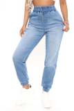 Women Stretch High Waist Elastic Waist Denim Jeans Pant