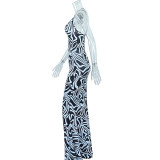 Women Summer Print Sleeveless Maxi Dress
