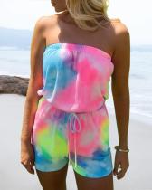 Women's Multi-Color Tie-Dye Strapless Cargo Shorts