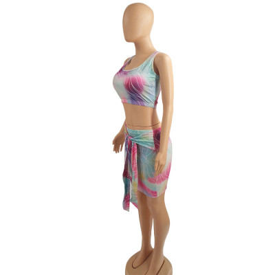 Spring and summer nightclub street suit skirt tie-dye fashion two-piece suit
