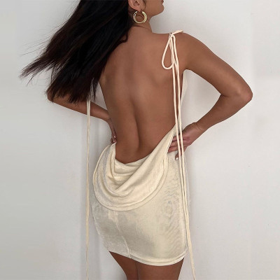 Women Fall Sexy Backless Lace-Up Mini Dress