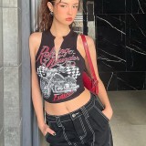 Women Summer Sexy Street Style Letter Print Sleeveless Tank Top