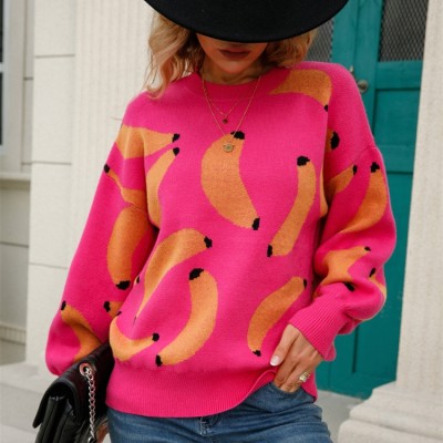 Autumn/Winter Sweater Print Pullover Sweater Plus Size Women's Knitting Sweater