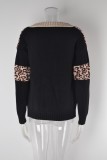 Autumn/Winter Women's V-Neck Leopard Print Sweater Women's Basic Sweater