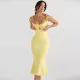 Wind fashion solid color women's sexy slim sling ruffle dress female