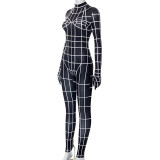 Fashion Women's Fall Printed Long Sleeve Gloves Zip Butt Lift Casual Jumpsuit