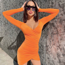 Women's Fall Fashion Pleated Irregular Sexy Bodycon Dress