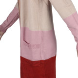 Womens Striped Fashion Maxi Sweater Multicolor Color Block Cardigan Sweater Jacket