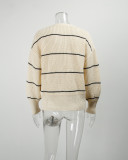 Autumn And Winter Women'S Striped Cardigan Short Loose Knitting Shirt Sweater