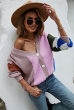 Autumn And Winter Women'S Patchwork Style Fashion Loose Knitting Sweater Cardigan