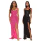 Elegant Sequin Sleeveless Strap Slit Sexy Party Evening Dress